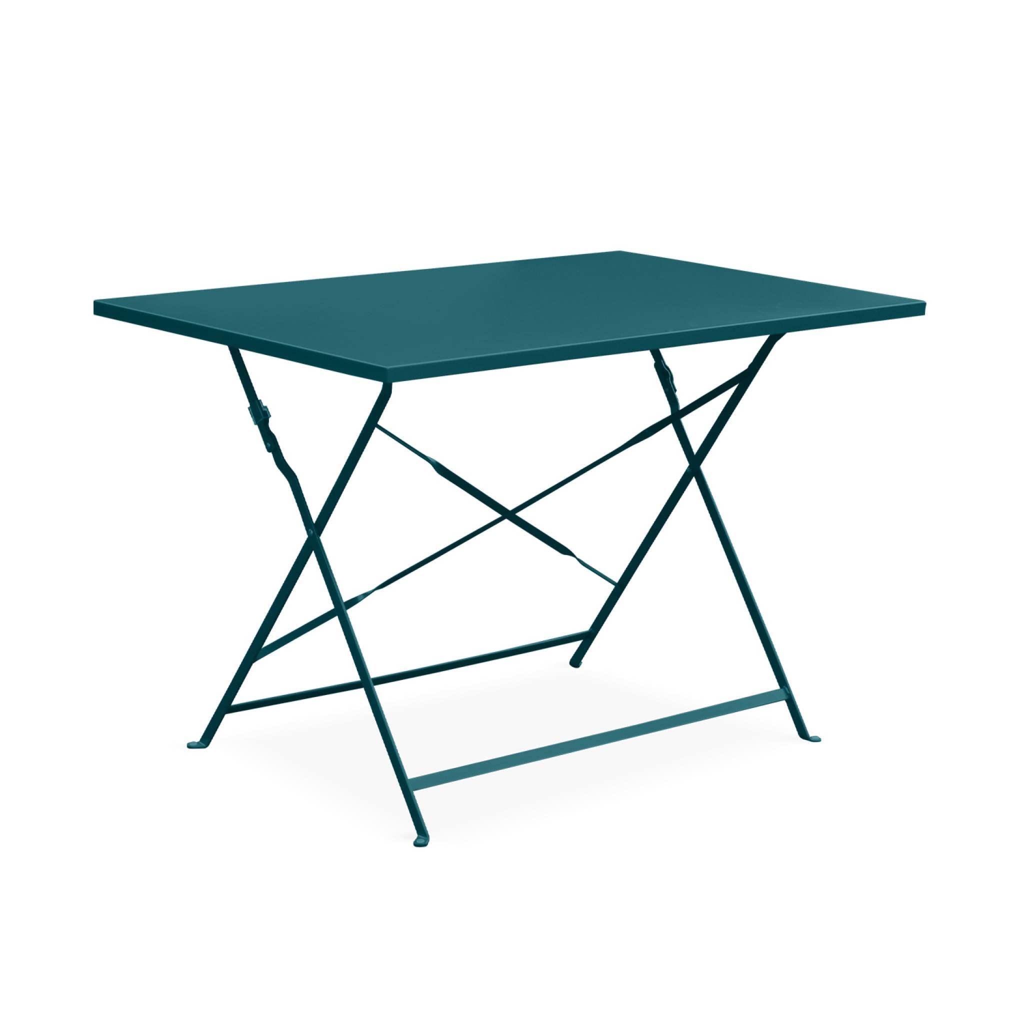 Alice's Garden Set Tavolo da Giardino Pieghevole in Acciaio con 4 sedie, 110cm Blu - 110x70x71 cm