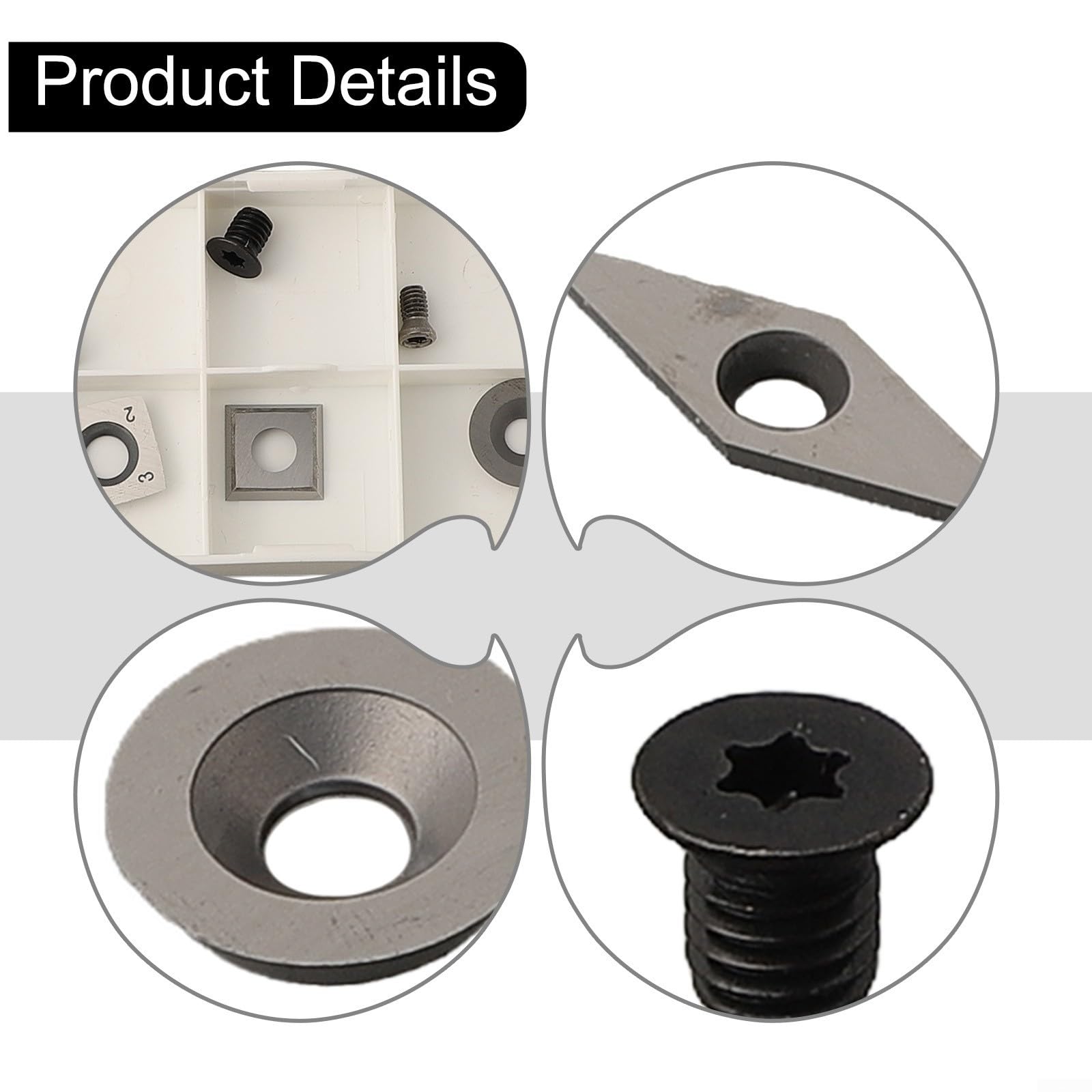 Niceminiwall Plaquettes indexables en carbure pour tour de tournage du bois, outil de coupe de burin avec plusieurs tailles, y compris carré de 15 mm et rond de 16 mm
