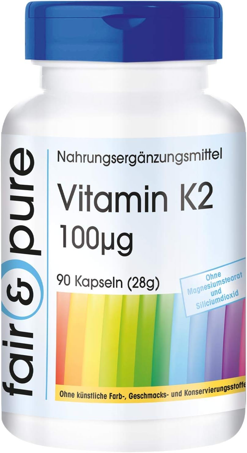 Fair & Pure® – Vitamine K2 capsules 100µg – natuurlijk uit natto – menaquinone MK-7 – vegan – zonder magnesiumstearaat – 90 capsules