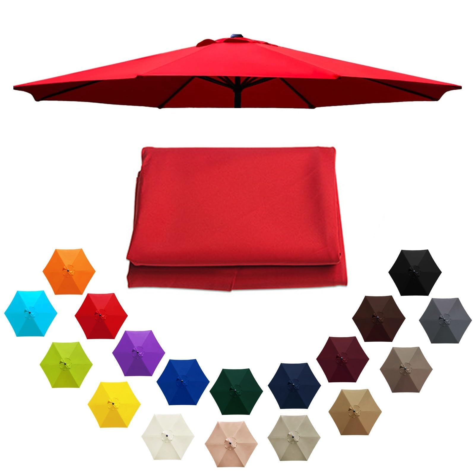 Zapasowy baldachim na parasol tarasowy – wodoodporny pokrowiec ochronny przed promieniowaniem UV, pasuje do 200 cm, 270 cm, 300 cm, 350 cm, 6 i 8 żeber, materiał wierzchni parasola zewnętrznego