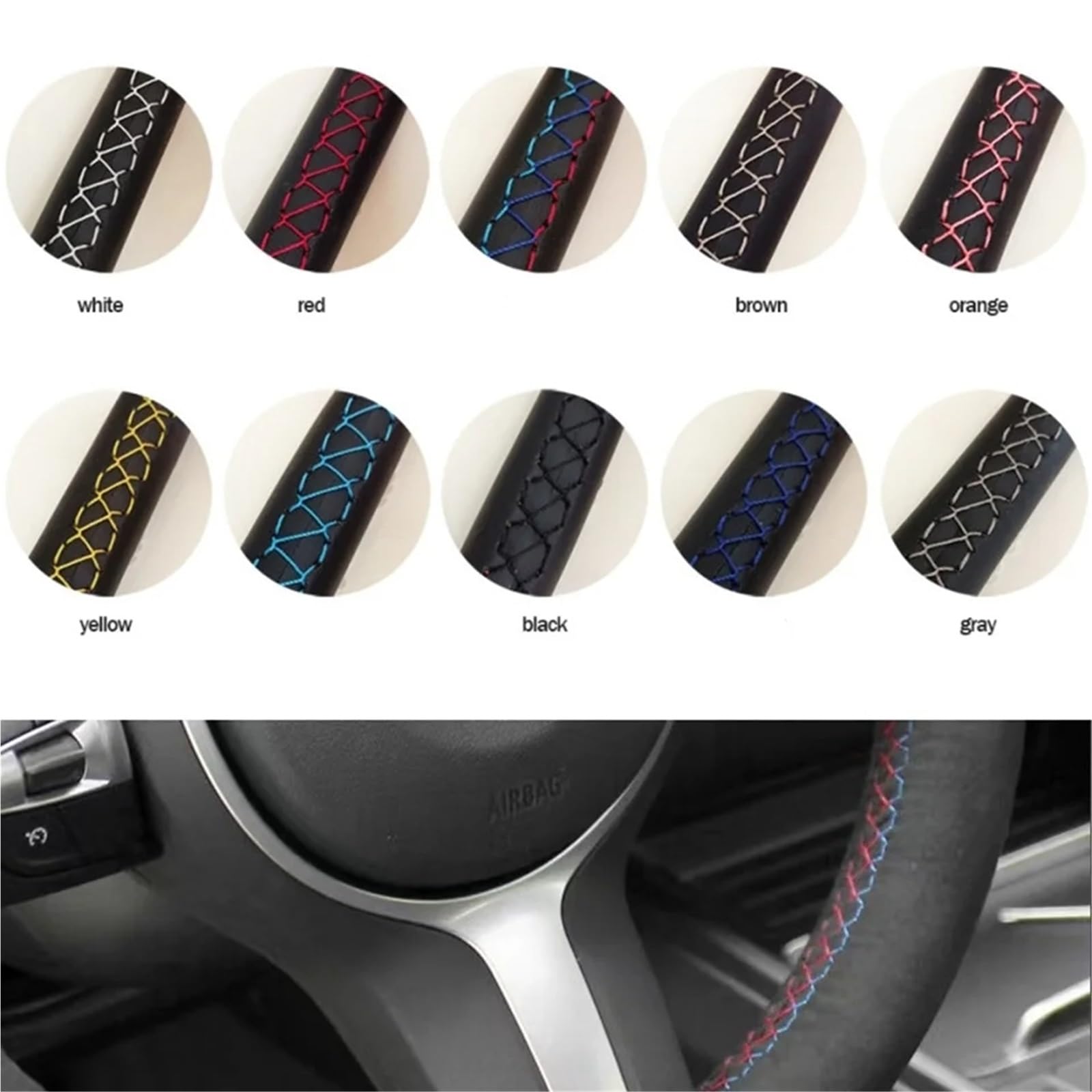 Lenkrad Abdeckung Für Mazda 3 Für Axela CX-30 MX-30 2019 2020 2021 2022 Auto Lenkrad Abdeckung Wrap Anti-Slip Wildleder Leder Lenkrad Geflecht Lenkrad Bezug(Black Thread)