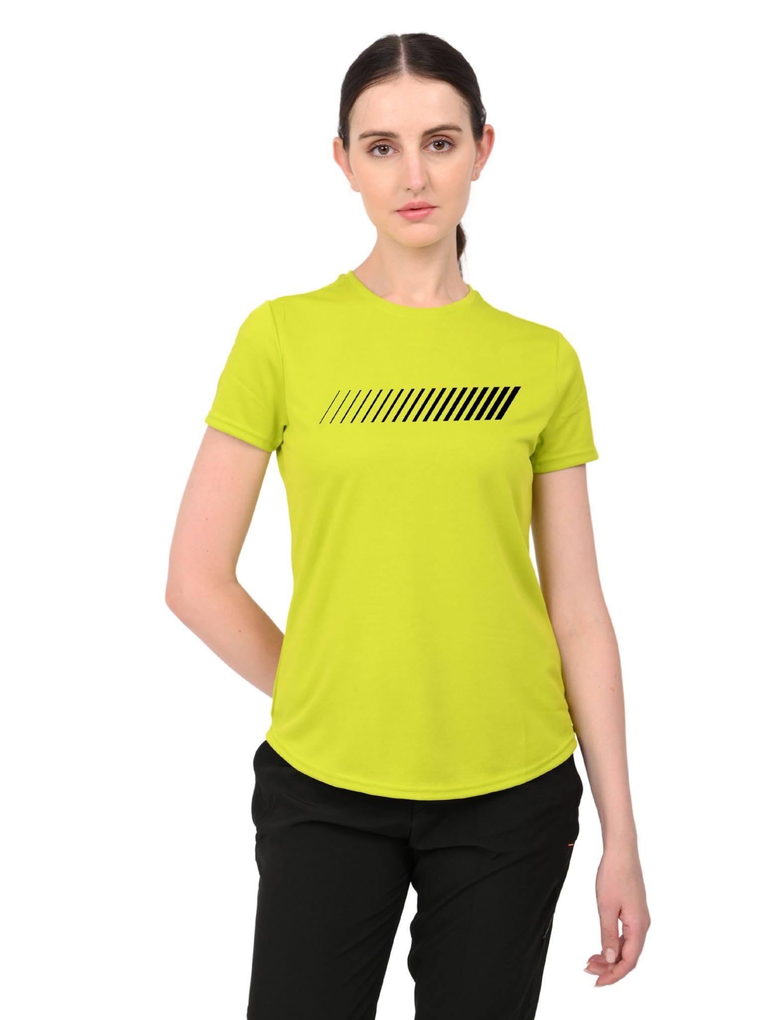 3Colours RGB Womens Round Neck Dry Regular Fit Gym Sports Printed Girls T-Shirt-MULTILINE-image-17