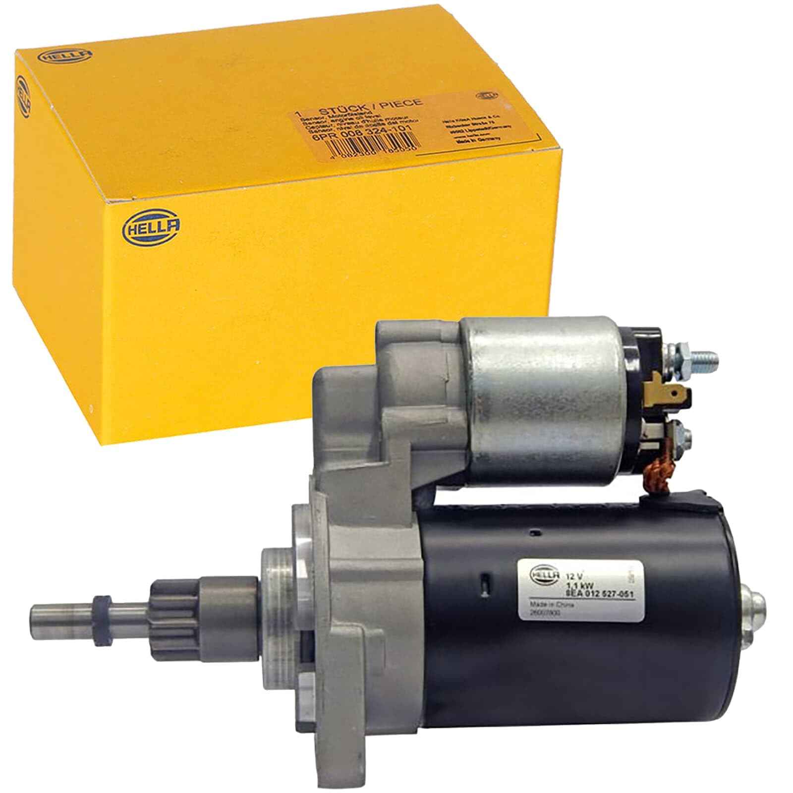 HELLA 8EA 012 527-051 Starter 12V Voltage 1.1kW Rated Power Fits VW Replacement