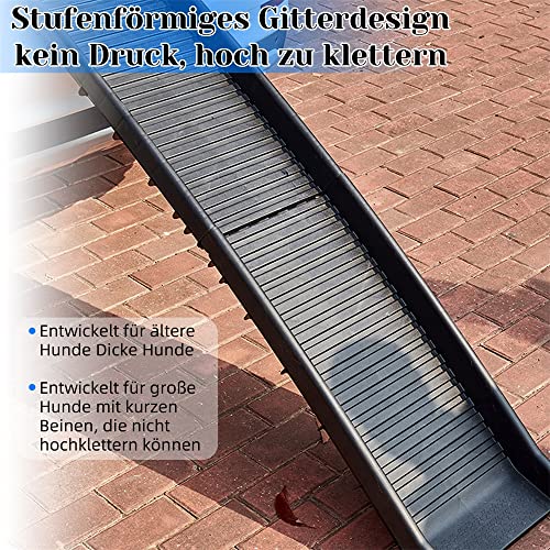 Melko Hunderampe 157,5 x 39,5 x 8,5 cm Kunststoff Hundetreppe mit Anti-Rutsch-Belag, klappbar