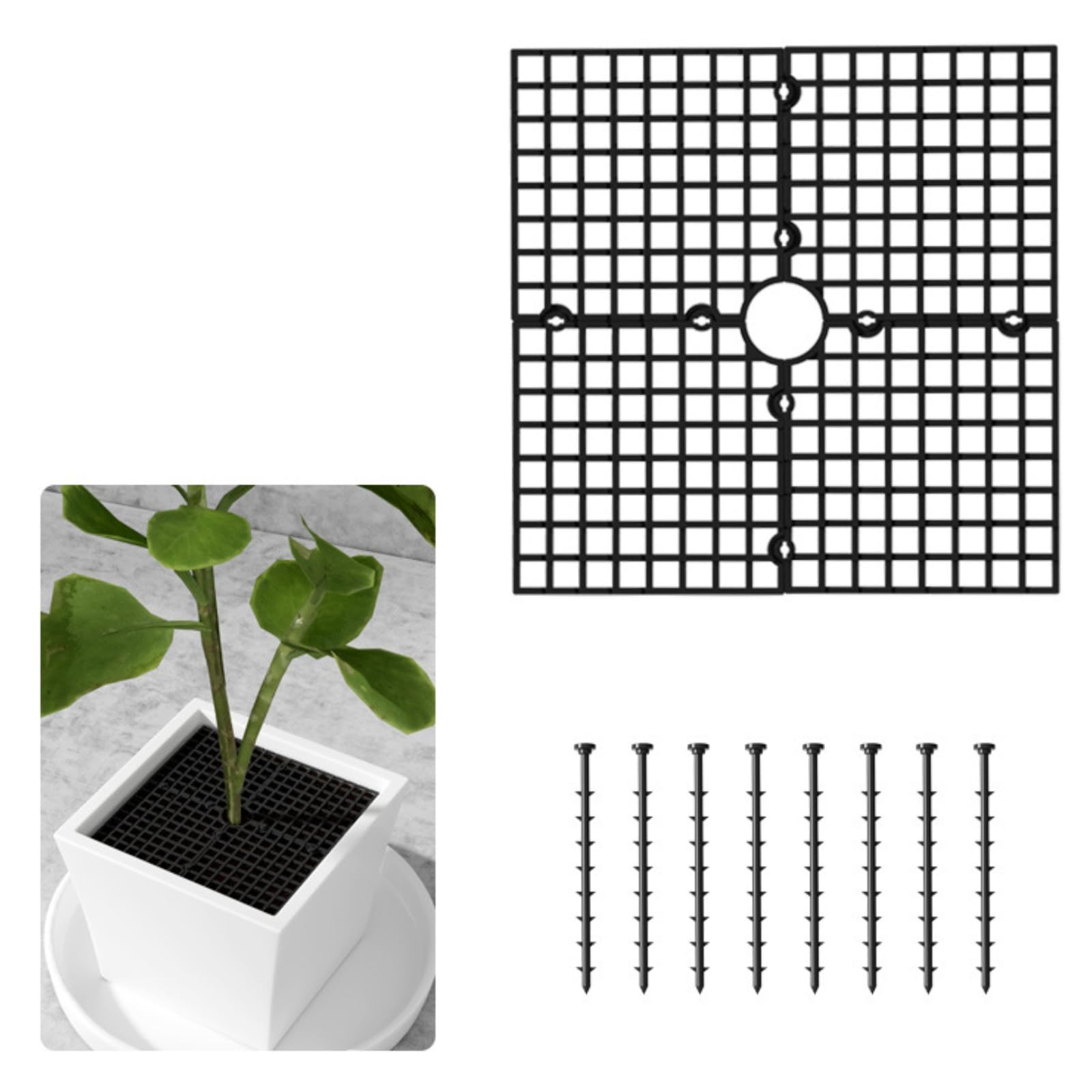 Grille de Protection pour Pot de Fleurs, Cache Pot de Fleurs en Grille Noire Rond 30 cm, Découpable, Protège Plantes pour Chat, Chien, Bébé, Enfant, Animaux (carré, 30cm)