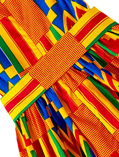 Girls' African Sleeveless Tie Waist Vintage Print Dresses4