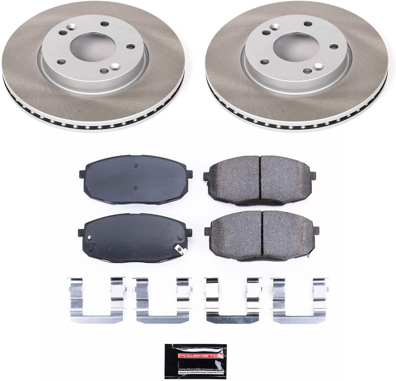 PowerStop Front Brake Kit for Kia Soul 2014-16 - Ceramic Brake Pads + Semi Coated Rotors Replacement, SC6946