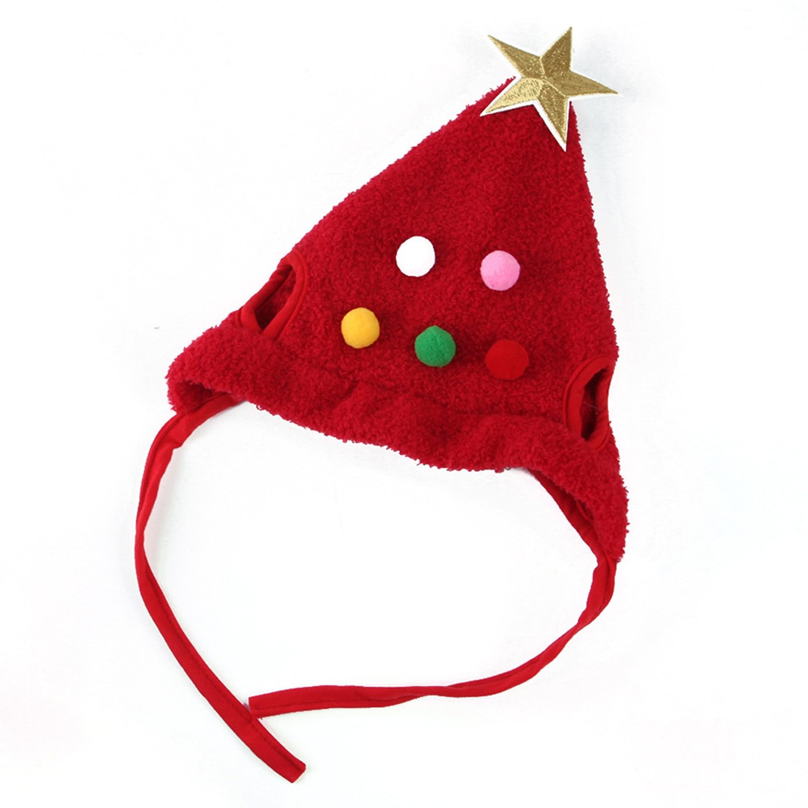 Bobo Rainbow 1PC Dog Christmas Day Costume - Dog Cat Christmas Day Pet Hat Adjustable Headpiece Hat with Star and Pompoms Pet Red Costume Soft Cute