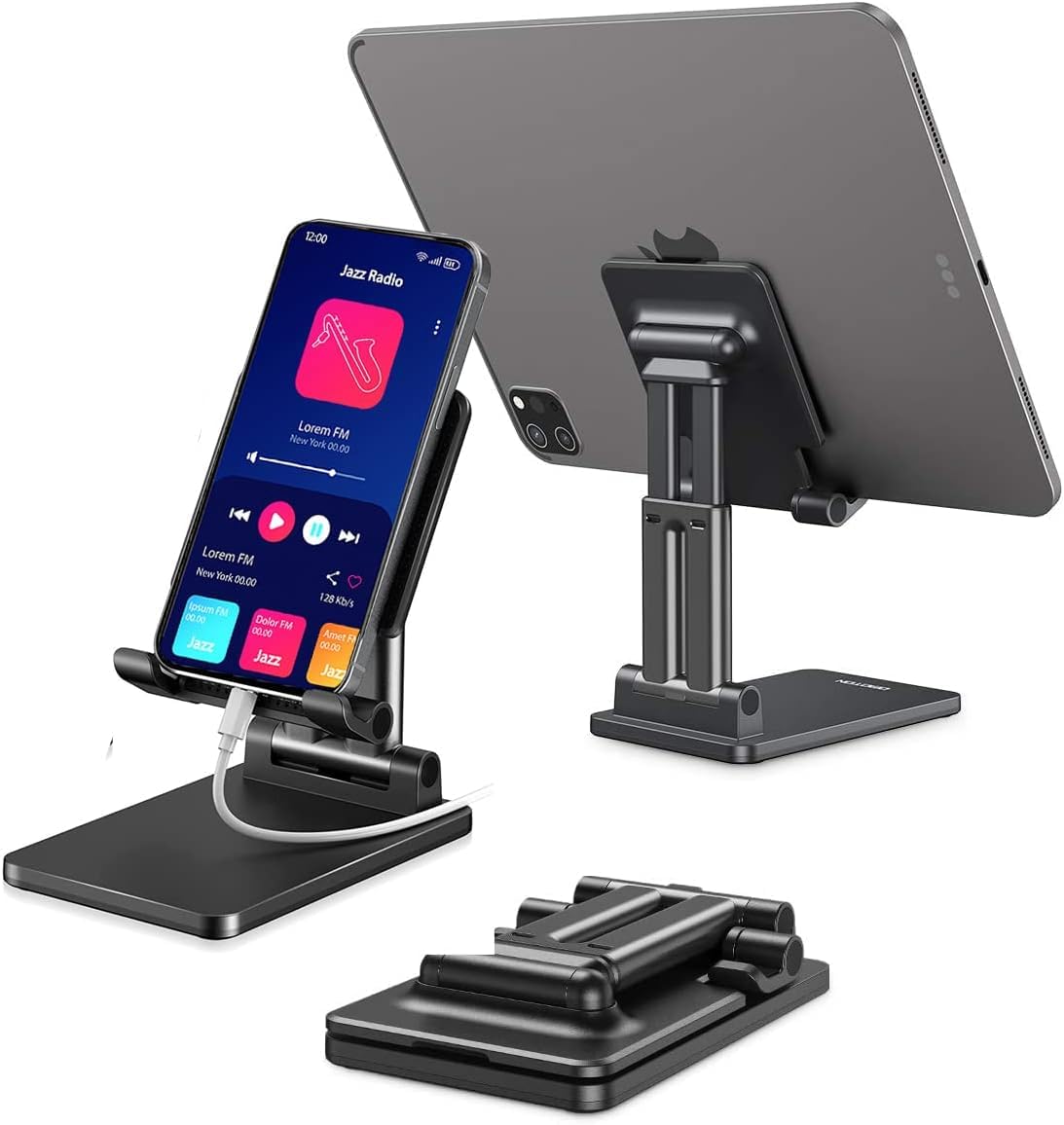 SOOPII Desktop Tablet Stand + Mobile Stand, Heavy Base Aluminum Holder for Tablets/Mobile/Tab Stand and e-Book Readers Up to 15.6 inches - Black (DM01ProB) (B0CY2S9634) Amazon Price History, Amazon Price Tracker