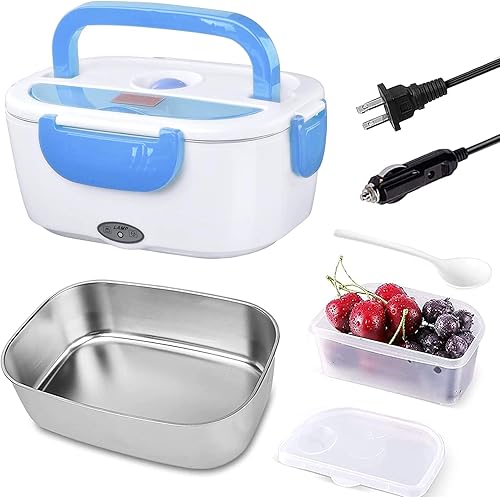 Lonchera eléctrica 2 en 1, calentador de alimentos 12 V, 24 V, 110 V, calentador de alimentos portátil para automóvil y hogar, caja Bento térmica de