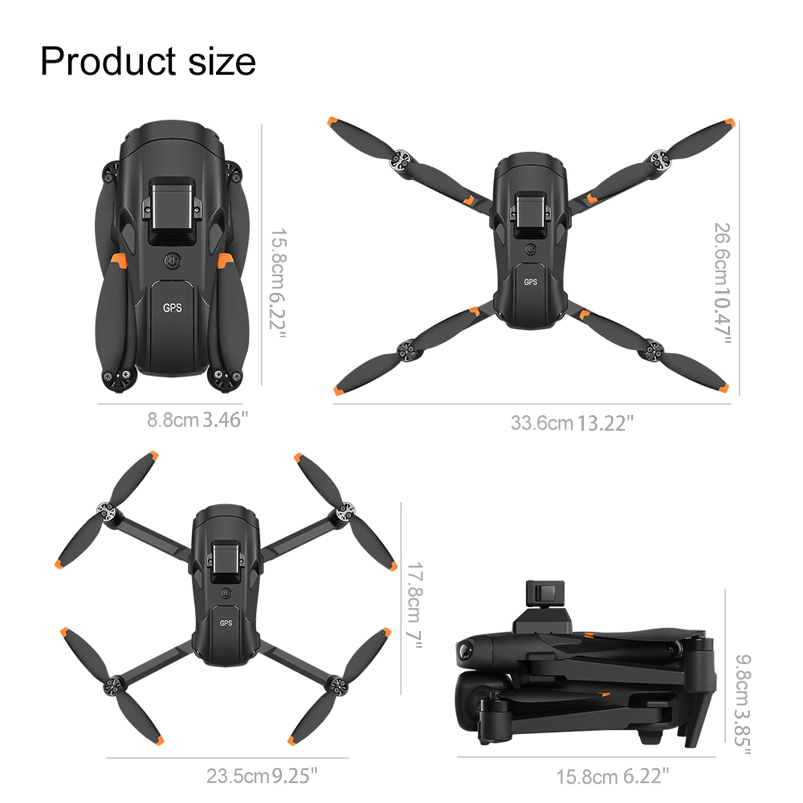 Drone GPS con fotocamera 2K HD, telecomando display 5,1", quadricottero FPV pieghevole per principianti, posizionamento ottico, ritorno con un tasto, evitazione ostacoli, 2 batterie, scheda SD