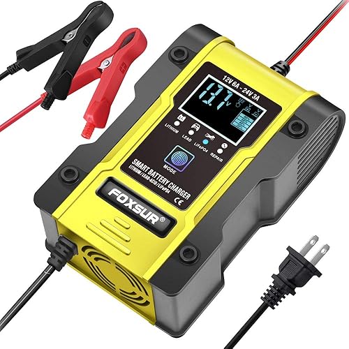 Miniatura 8 de IEIK Cargador de batería automotriz 12V 6A - 24V 3A Cargador inteligente multifunción para automóvil, camión, motocicleta, cortacésped, barco, ATV,