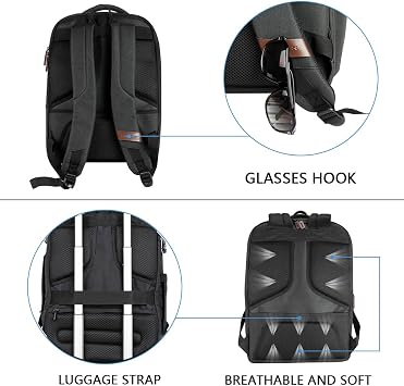 KROSER Laptop Backpack Large Computer Backpack Fits up to 17.3 Inch Laptop with USB Charging Port Water-Repellent Travel Backpack Casual Daypack for Business/College/Women/Men-Charcoal Black