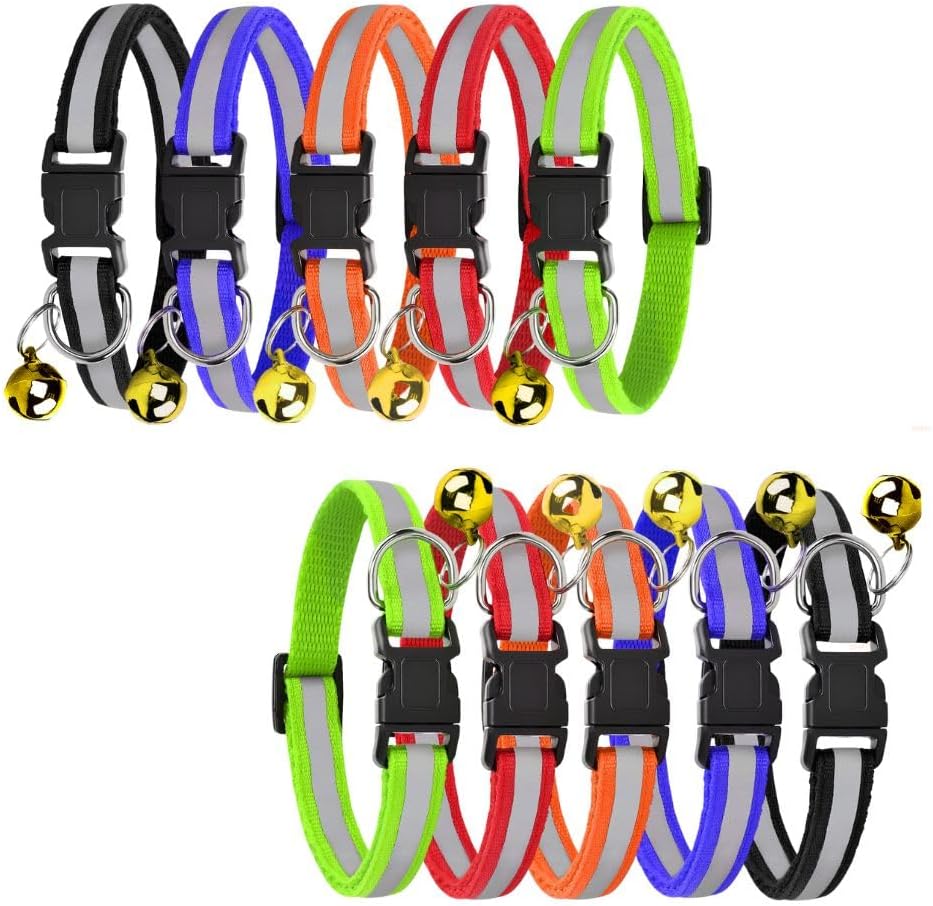 Buraq 4 Pcs Perfect Reflective Cat Collar for Indoor & Outdoor Use, Strong Cat Belt, Adjustable & Durable, Accessories for Cats - Color May Vary (Pack of 4)