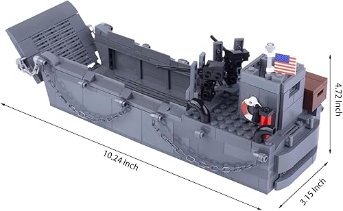 Miniatura 4 de Vehículo militar de aterrizaje para personal de embarcaciones Higgins, modelo de coche de barco WW2 Segunda Guerra Mundial, juguetes de bloques de
