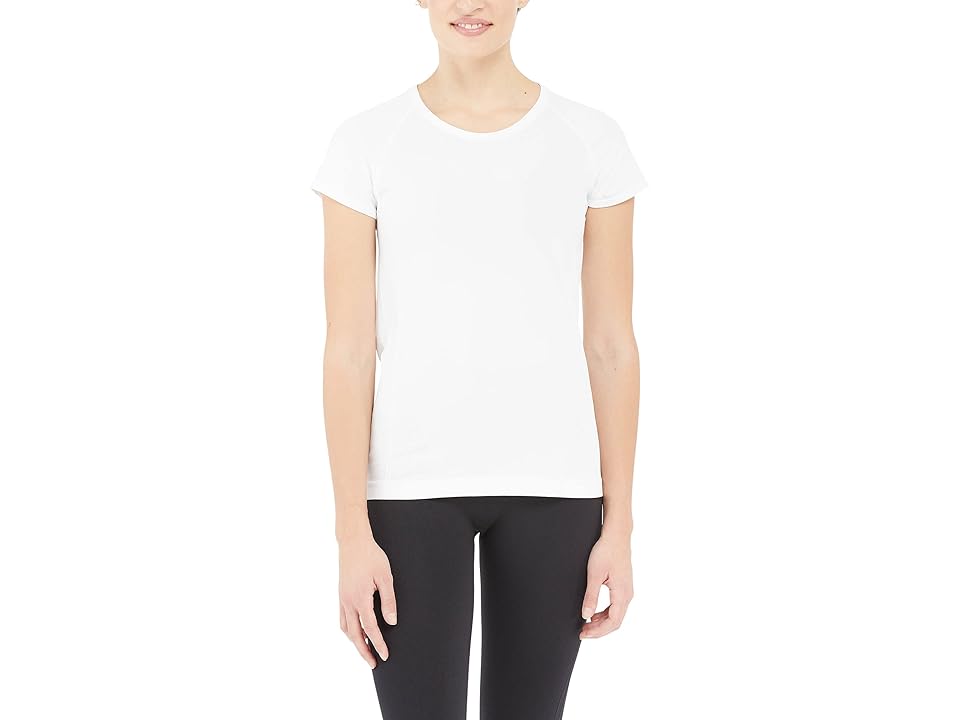 Spanx Lamn Active Seamless Short Sleeve Tee (White) Women's Clothing INTERNATIONAL SHIPPING