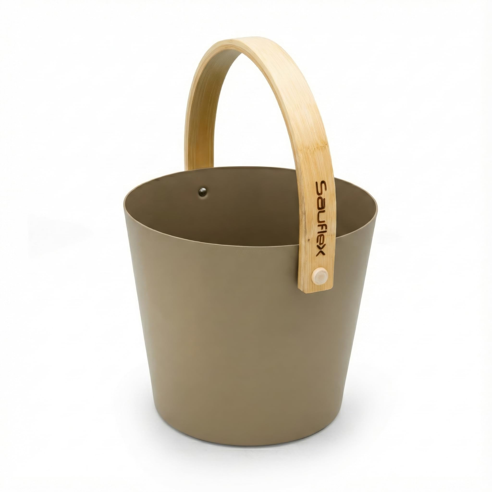 Sauna Zubehör Set: 4L Aluminium Eimer und 42cm Kelle, Bambusgriffe (Taupe)
