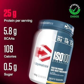 Dymatize ISO 100 Hydrolyzed Smooth Banana 932g - Whey Protein Hydrolysat + Isolat Powder