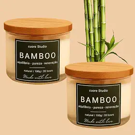 Cuore Studio Velas Aromáticas Bamboo, Kit com 2 Unidades, 100g cada, 20 Horas de Duração