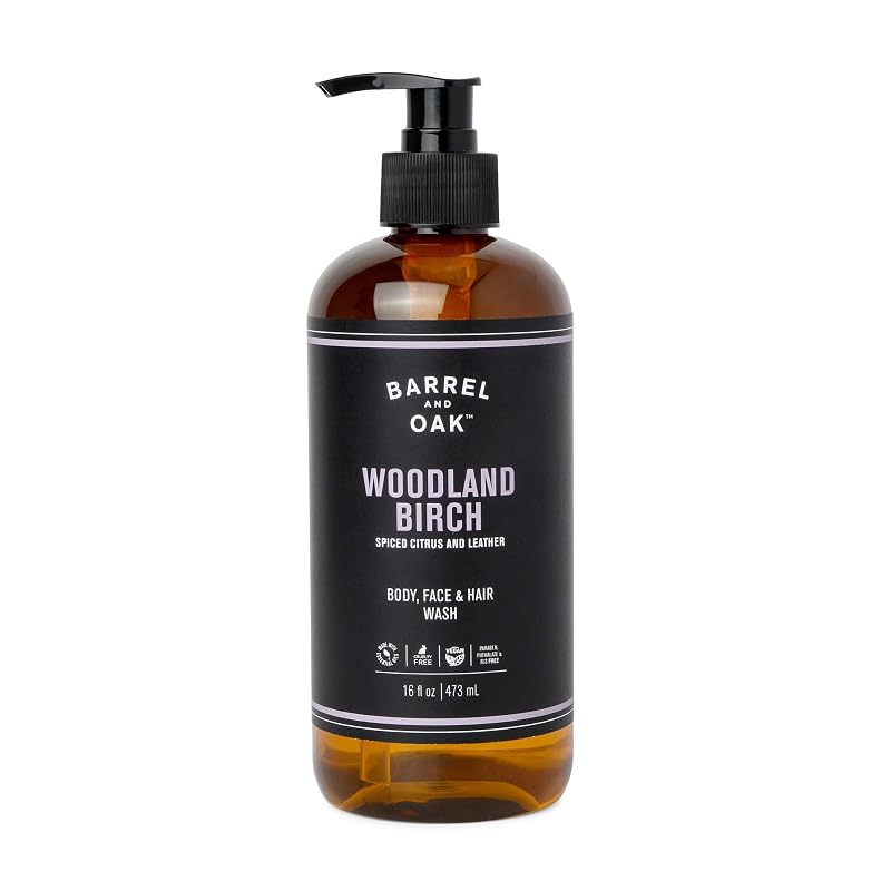 Barrel & Oak Sabonete Líquido para Rosto, Cabelo e Corpo Woodland Birch, 473 mL