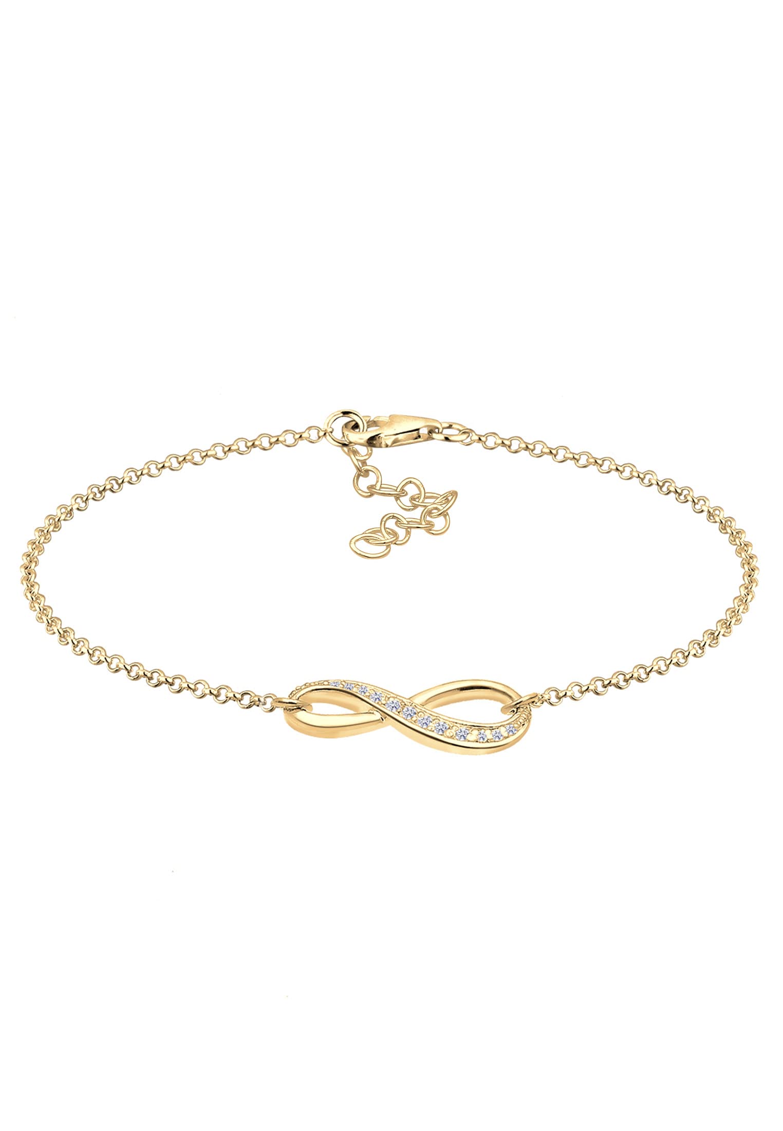 Elli Women's 925 Sterling Silver Gold Plated Xilion Cut Zircon Bracelet - 18cm length