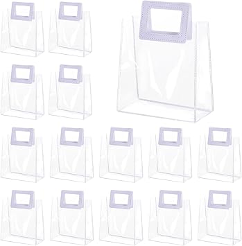 Yolyoo 15 Pack Clear Gift Bags with White Handles Transparent PVC Gift Wrap Bags Plastic Tote Bags Reusable Shopping Bags for Bridal Party,Wedding,Baby Shower,Birthday Party 7 x 8 x 4 Inch 7 x 8 x 4