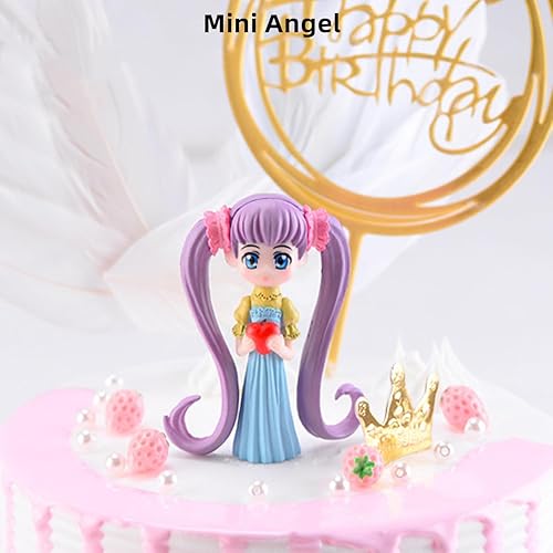 Miniatura 7 de Mini figuras de hadas de ángel, accesorios de belleza de pelo largo de dibujos animados en miniatura para decoración de pasteles, decoración del