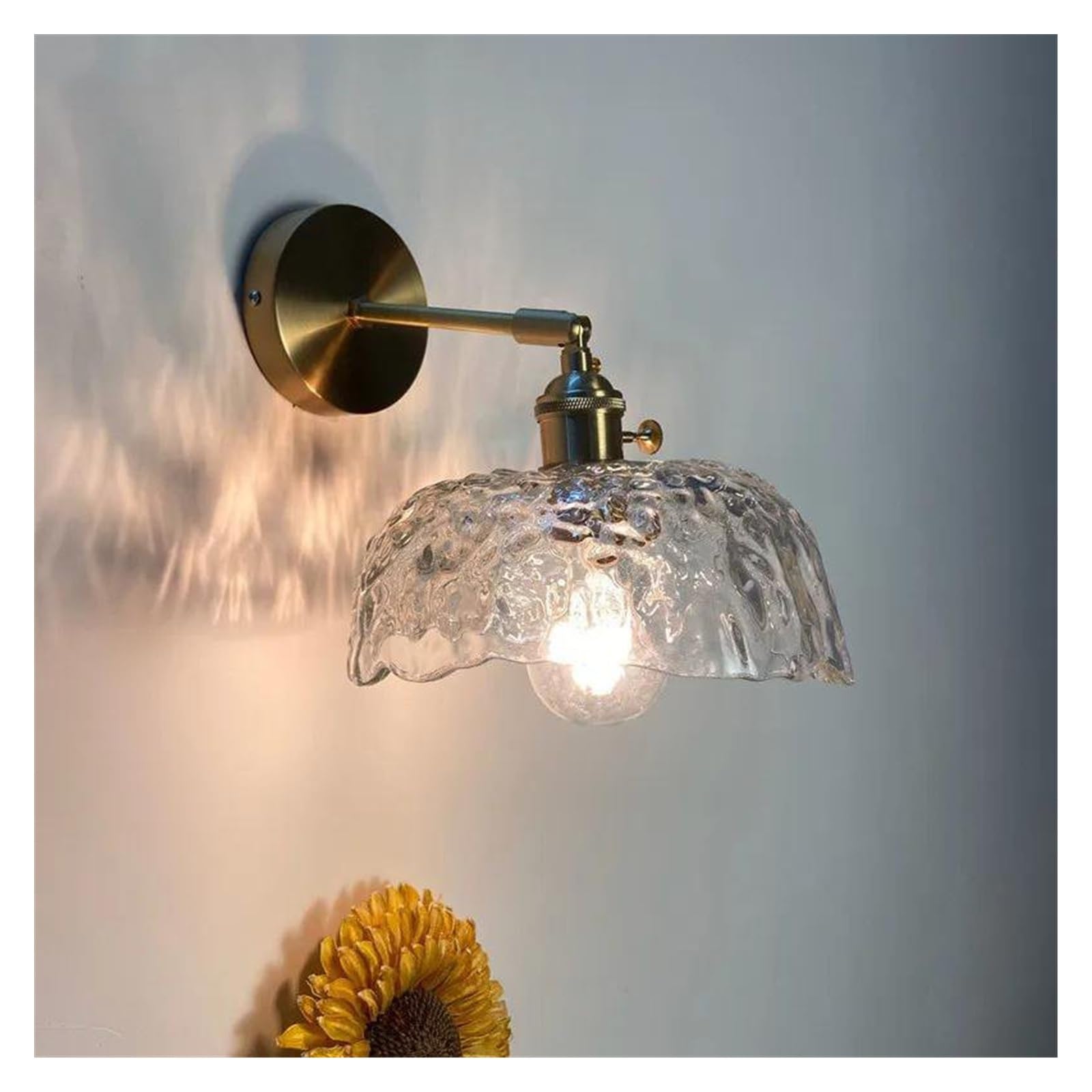 ZTCHSENZT Wall Sconces, Glass Modern LED Wall Sconce Lamp Switch On The Socket Bathroom Mirror Stair Light Nordic Copper Wandlamp Lighting,A