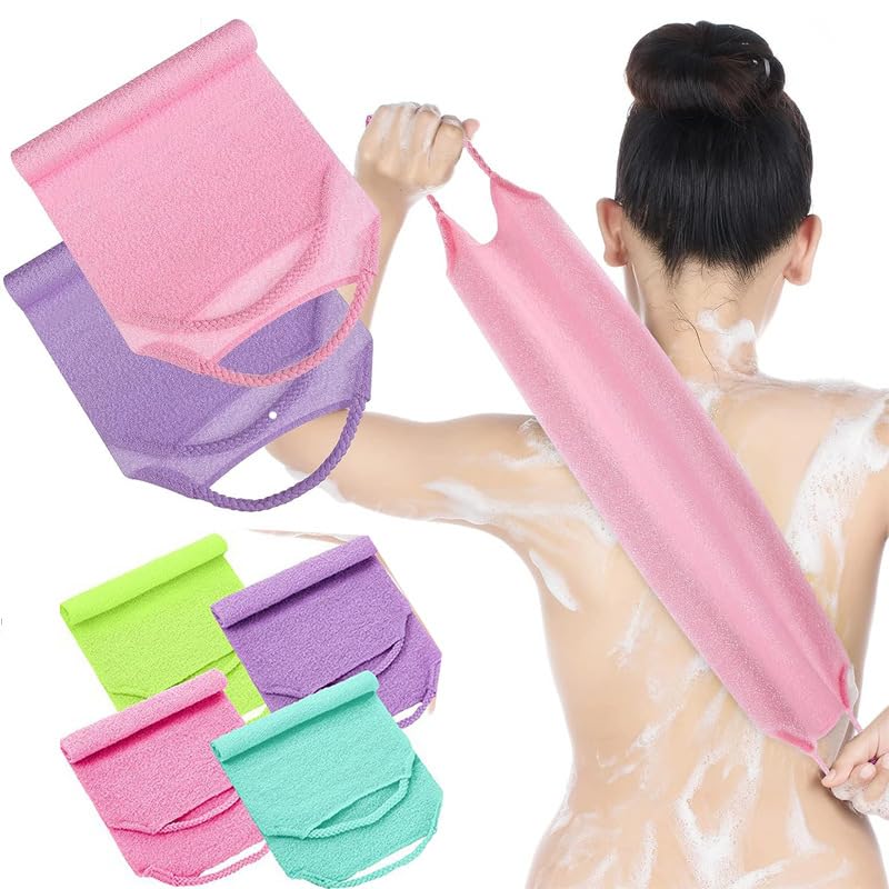 Exfoliating Body Towel, Korean Style Rubbing Towel, Bath Towel, Scrubbing Back, Exfoliating, Body Wash Towel, Unisex, Bath Supplies (Pink)