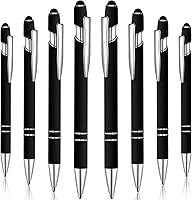 Vista 12 de 8 Pieces Ballpoint Pen with Stylus Tip Black Ink 2 in 1 Stylus Metal 1.0 mm Medium Point Smooth Pen Rainbow Colorful Rubberized Ballpoint for Touch