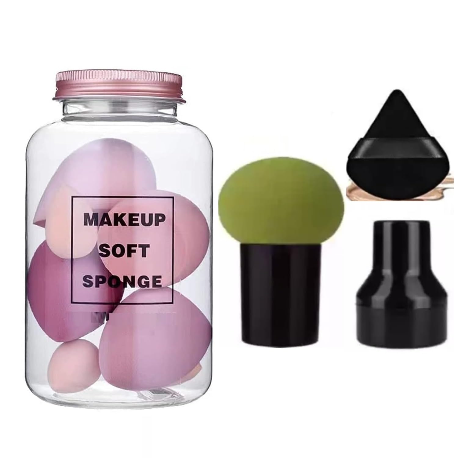 Beautiflame Professional 7Pc Blender Makeup Sponge Triangle Puff With Mushroom Puff