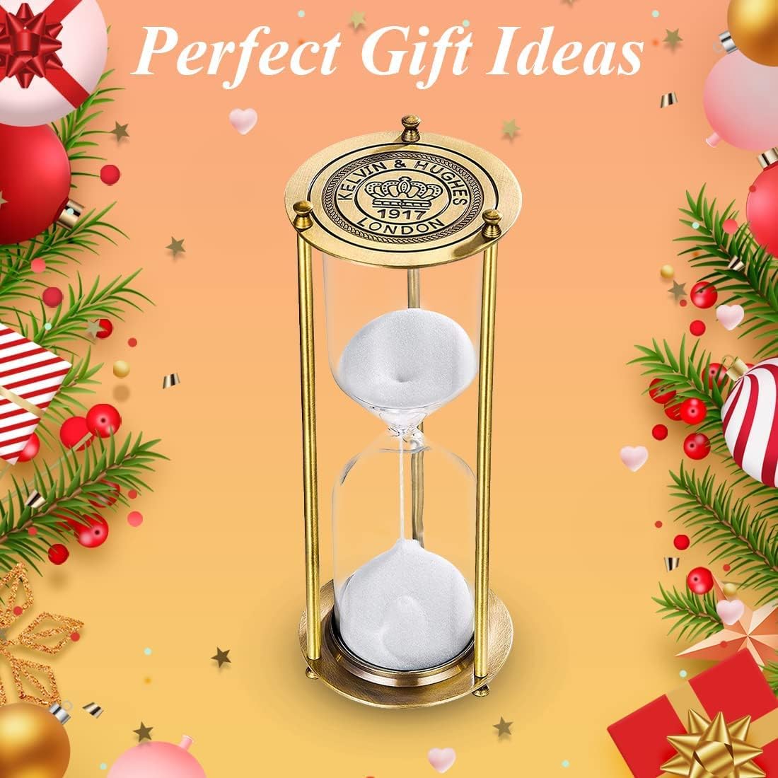 Vintage Brass Sand Timer Hourglass 3 Minute, Small Sand Clock, Antique Grave Sand Watch 3 Min,Antiguo Reloj De Arena 3 Minuto,Metal Unique Sandglass for Gifts, Desk, Bookshelf, Office Decor