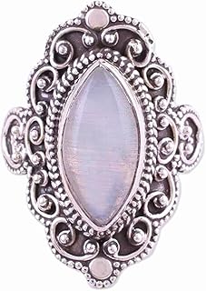 Moonstone Ring, Sterling Silver Moonstone Ring For Women, Moonstone Jewelry, June Birthstone Ring, Marquise Stone Ring, Vintage Ring, Blue Flash Moonstone Ring, Healing Stone Ring, Gift For Wife