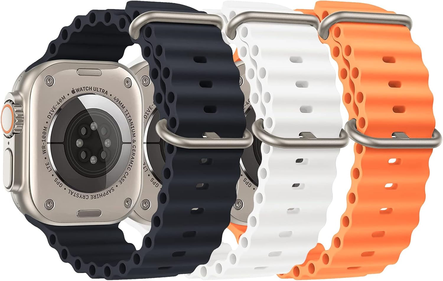 Ocean Band Compatible with Apple Watch Ultra Band 49mm 45mm 44mm 42mm 41mm 40mm 38mm Men Women, Adjustable Loop Sport Fluoroelastomer Breathable for Apple Watch Ultra iWatch Series 8 7 SE 6 5 4 3 2 1