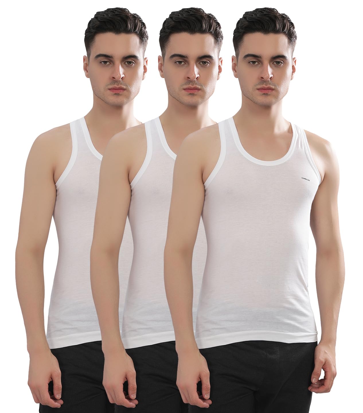 dollar bigboss Men's White Solid Combed Cotton Shrinkless Vest-picture-56