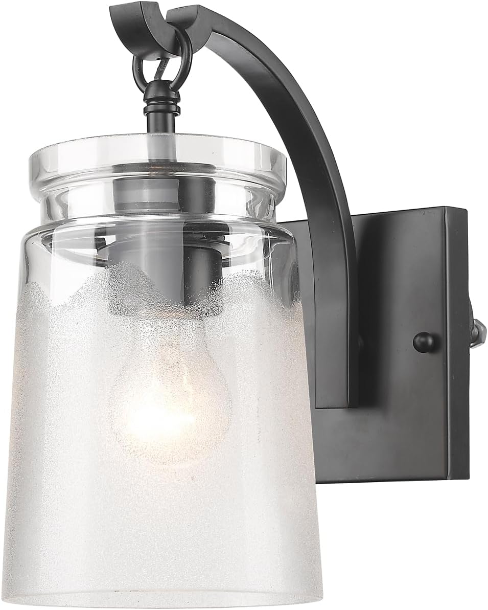 Golden Lighting 1405-1W BLK-Cag Travers Sconce - Damp, Black- Wall Sconce, Wall Sconces, Sconces Wall Lighting, Homestead, Farmhouse Light Fixtures, Foyer Light,