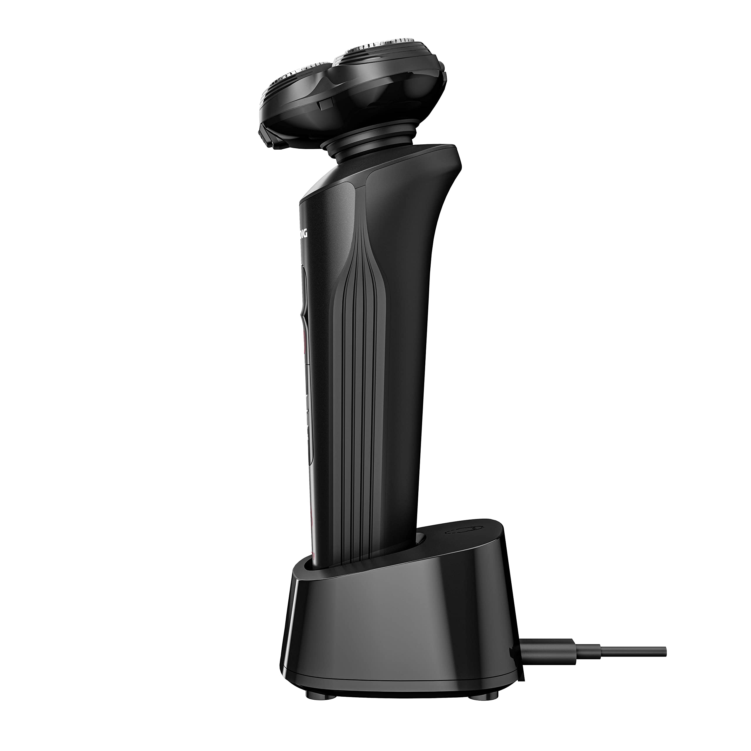 Grundig ProClub MS 9130 Herrenrasierer, BeardCare Sensor, Kunststoff des äußeren Gehäuses aus 61% recyceltem Kunststoff, Titanium Blades, Wet & Dry, Langhaarschneider, Mattschwarz/Rot