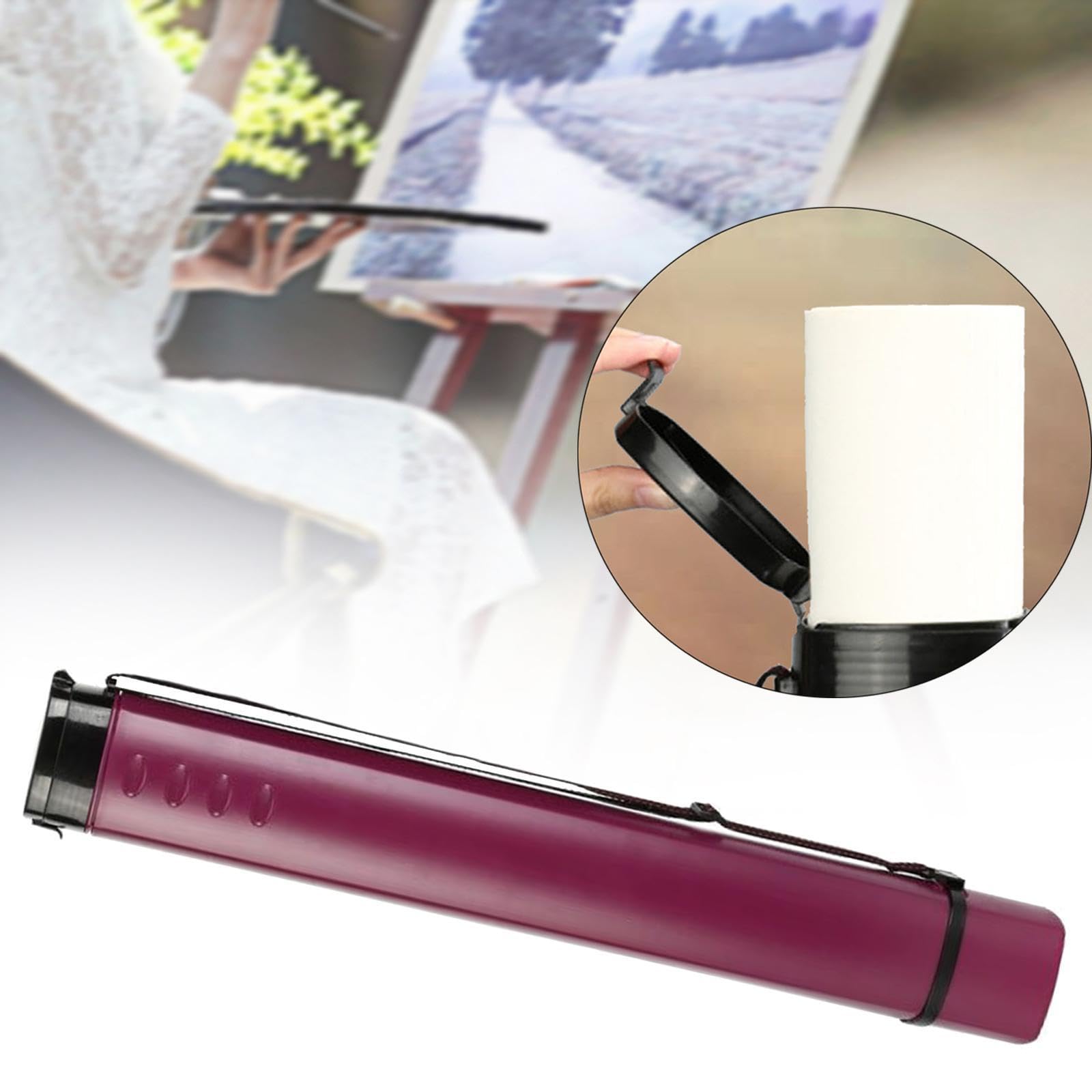Generic Tube à Affiches Extensible, Porte-rouleau, étui de Transport, Multifonctionnel, 62 à 105 Cm, Porte-documents Télescopique, Tube à Dessin, Violet Foncé