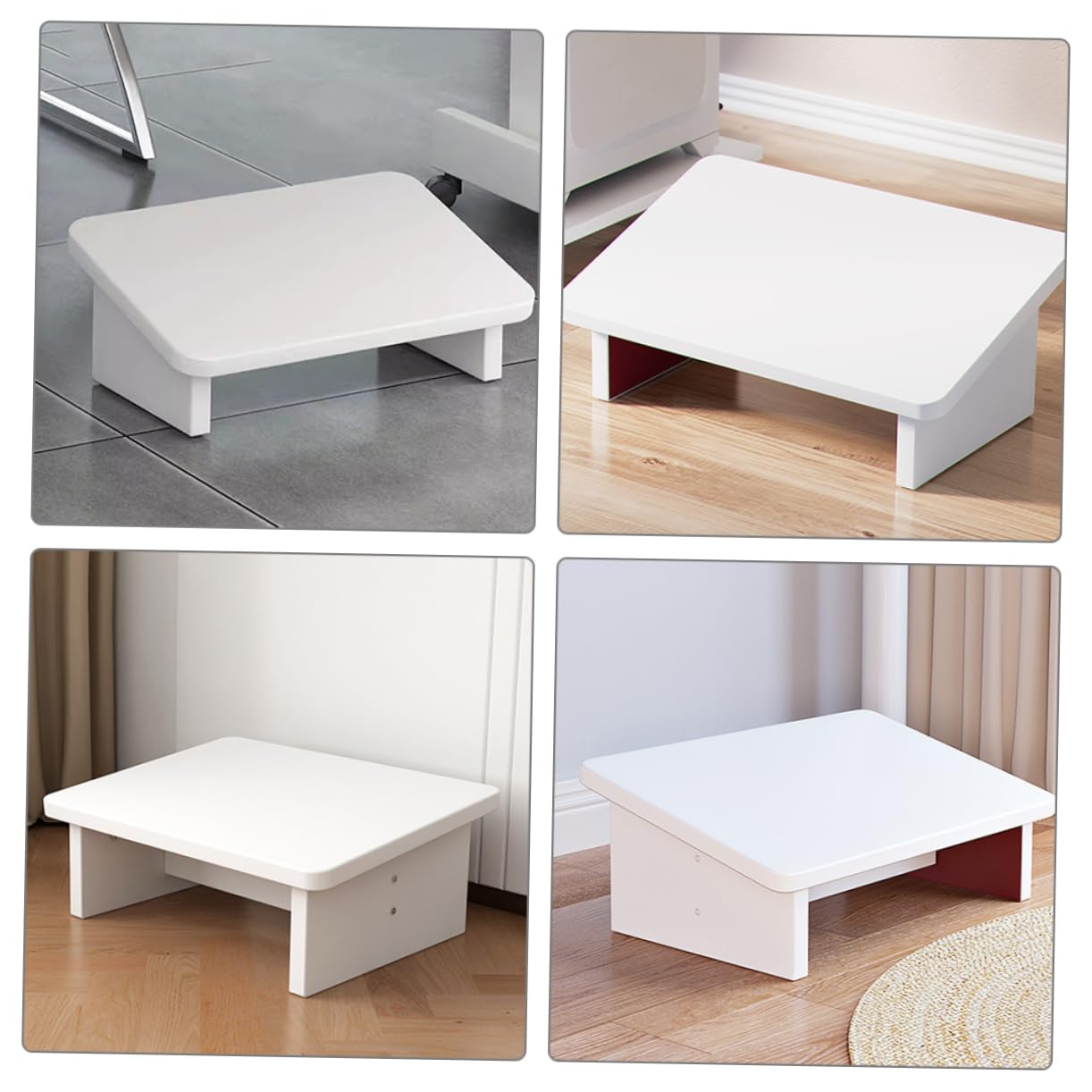 Sgabello Poggiapiedi da Scrivania in Legno Bianco Antiscivolo Leggero | Studio e Ufficio, Design Inclinato, Aiuta a Ridurre la Stanchezza, Uso Sotto Scrivania, Supporto Stabile