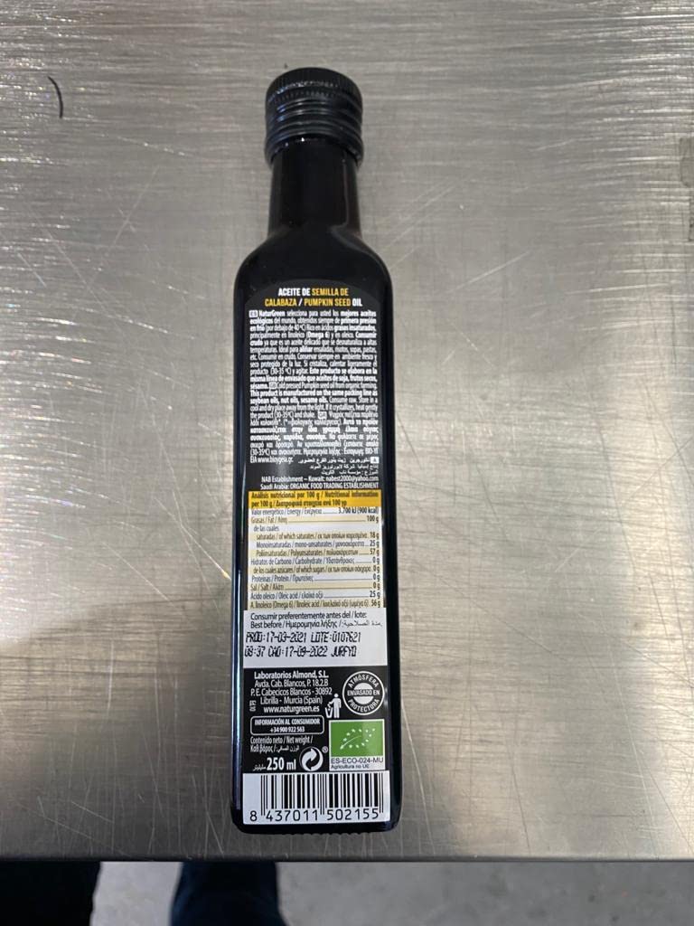 NaturGreen - Aceite Calabaza Bio, 100% Aceite de Semillas de Calabaza Ecológica, Primera Presión, 250 Mililitros — view 9