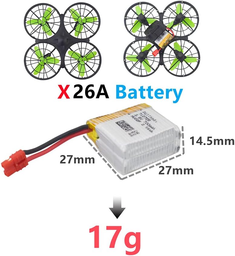 sea jump 2PCS 3.8V 700mah Lithium Battery for SYMA X26A Collision Avoidance Quadcopter Upgrade Lithium Battery Spare Parts for Remote Control Drone