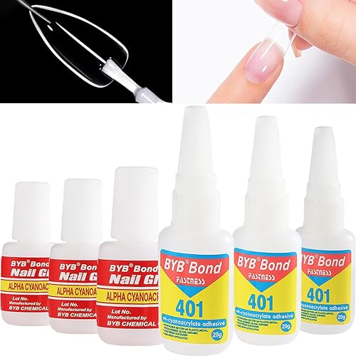 Pegamento para puntas de uñas, 6 piezas de pegamento acrílico súper fuerte para puntas de uñas, gel de pegamento de uñas a presión de larga