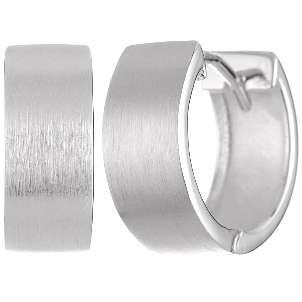 VINANI Klapp-Creolen aus 925 Sterling Silber I Nickelfreie Ohrringe für Damen I Rund mattierte Oberfläche mit Anlaufschutz I Allergikerfreundlich I Handarbeit in Juweliersqualität I CMB