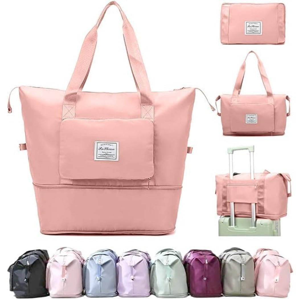 TEKCOOL Nylon 41 Liter Expandable Travel Bags for Women, Duffle Bags for Women Luggage, Foldable Vanity Traveling Bag, Waterproof Hand Bag for Ladies Personal Items(Peach)-picture-42