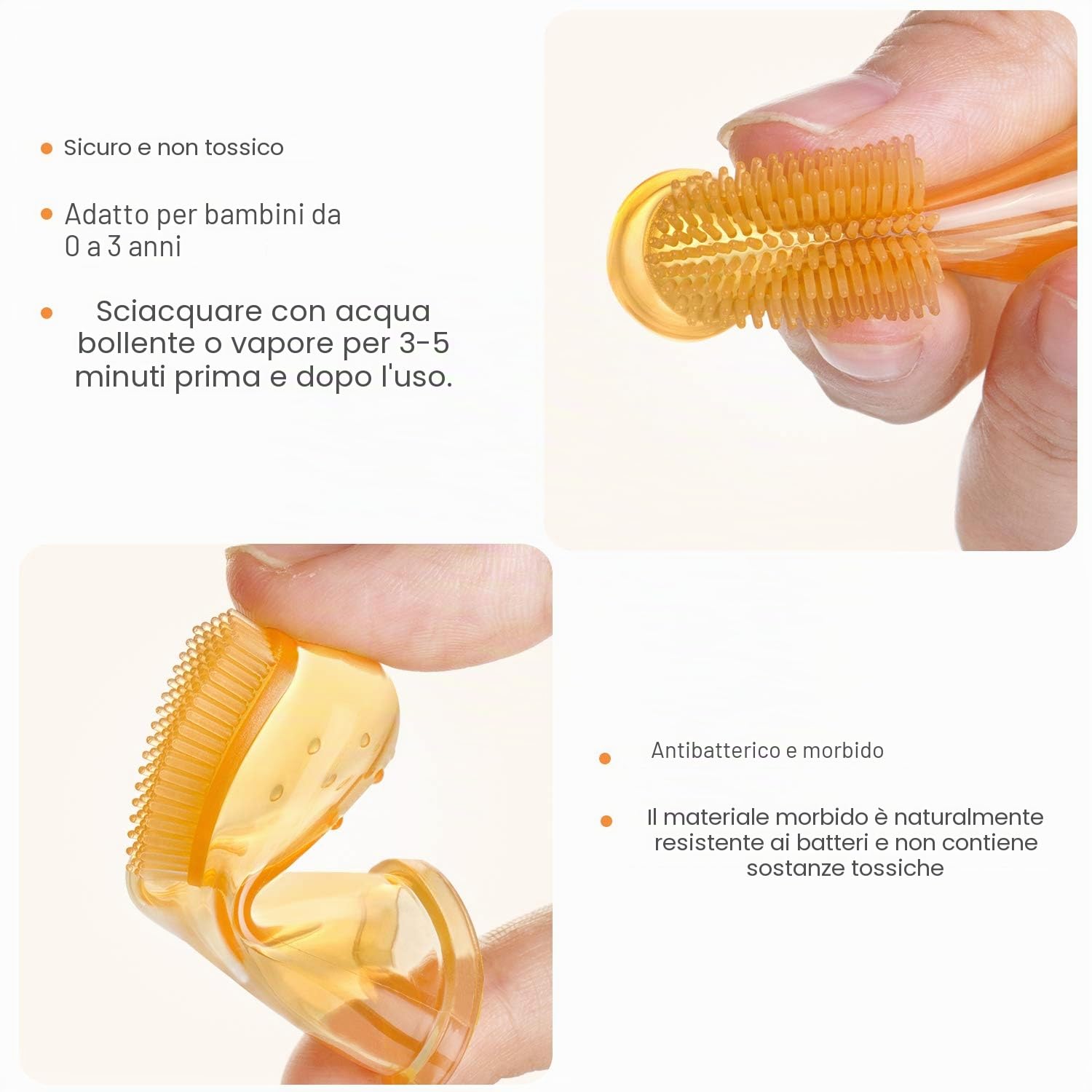 HBselect 6 Pezzi di Spazzolino Bambini da Dito Multicolore con Scatola Spazzolino Denti in Silicone Sicuro e Morbido Pulizia Denti Neonati