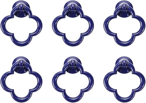 6 tiradores de armario con anillo de caída, pomos decorativos para armario, puerta, armario, aparador, color azul