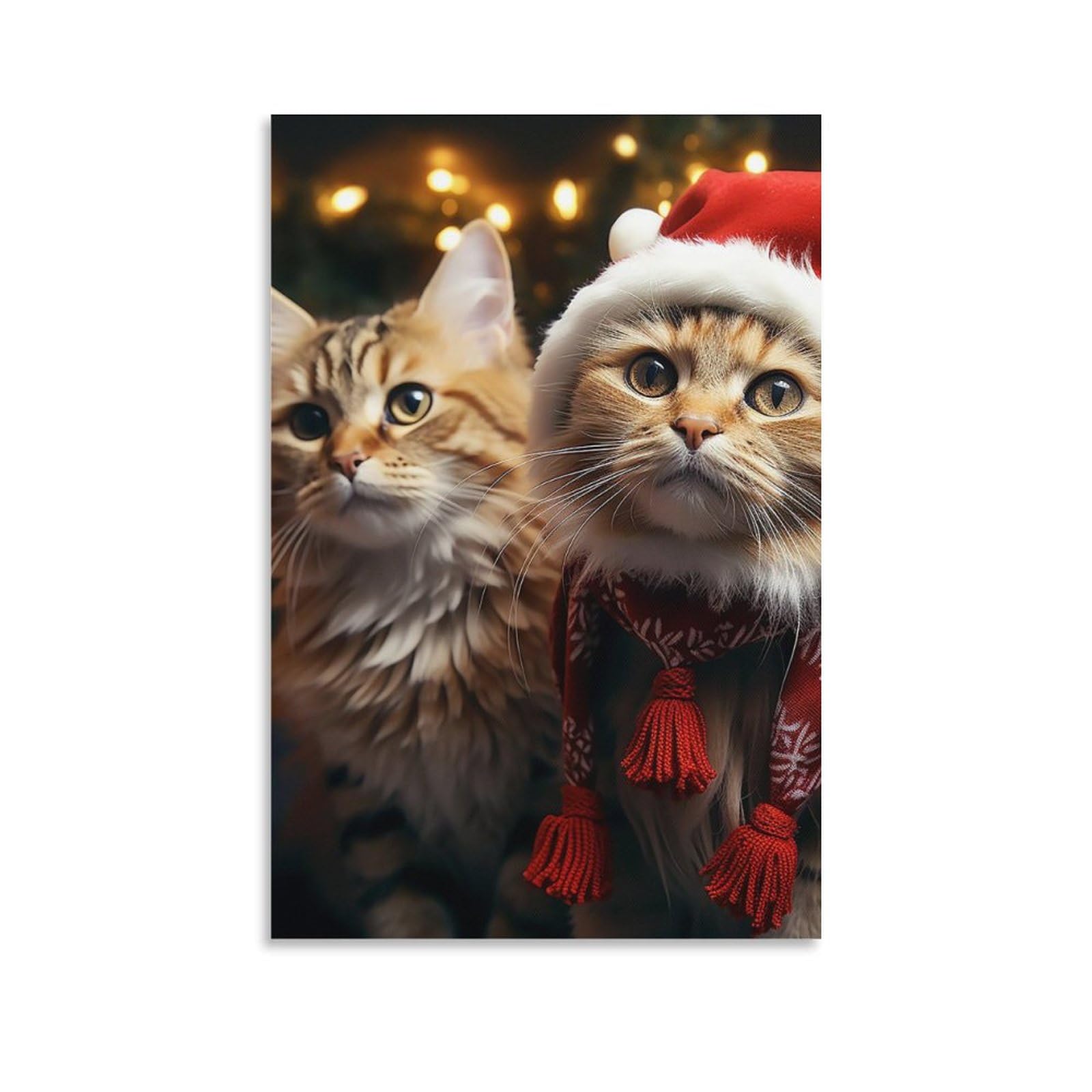 Toile murale chat de Noël cadeau idéal décoration esthétique - 8