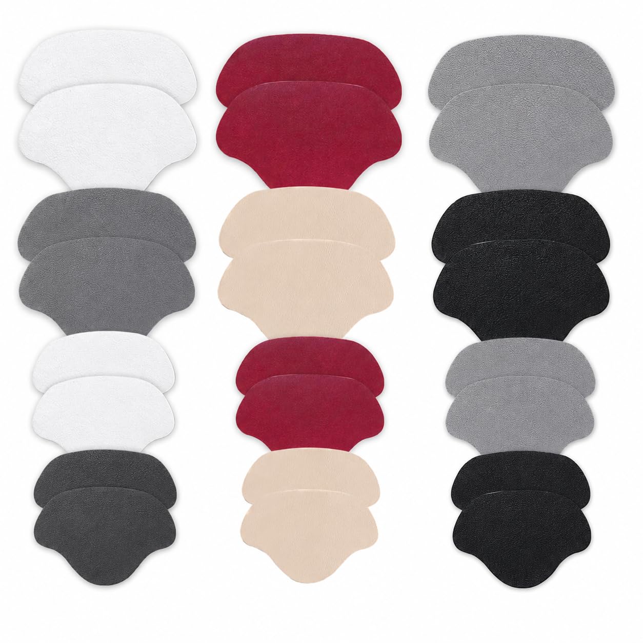 12 Paia di Patch Riparazione Sneaker, Autoadesive per Riparazione Talloni, Kit Patch Anti-Buchi per Scarpe da Ginnastica, Scarpe in Pelle, Tacchi Alti (2 Misure) (6 Colori)