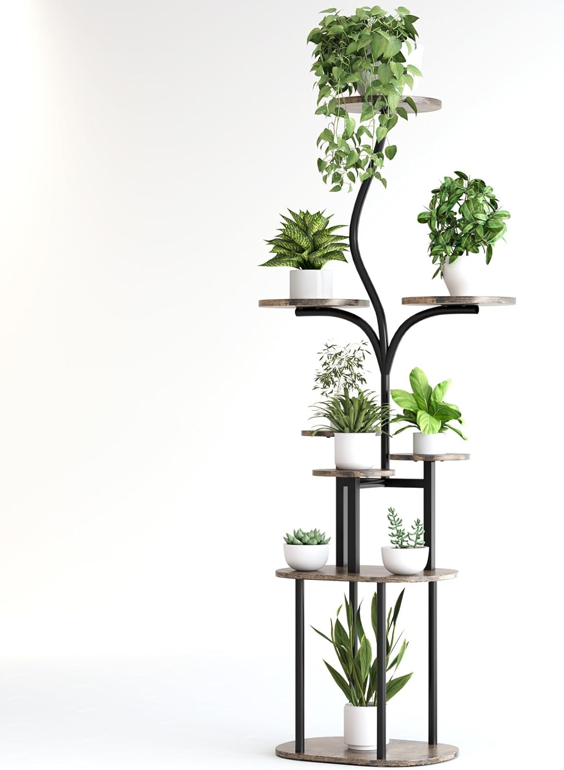 Qmetalart Plant Stand Indoor, 8 Tier Metal Flower Rack with Round Shelves, Modern Display Shelf for Living Room, Balcony, Bedroom – Stable & Space-Saving for Plant Lovers & Home Decor