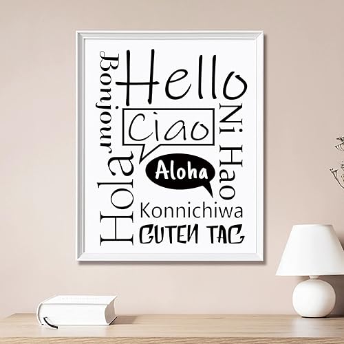 Miniatura 4 de PLIGREAT Calcomanías de pared con texto en inglés Hello Quotes, vinilo extraíble para oficina, sala de estar, tienda, entrada, puerta delantera,